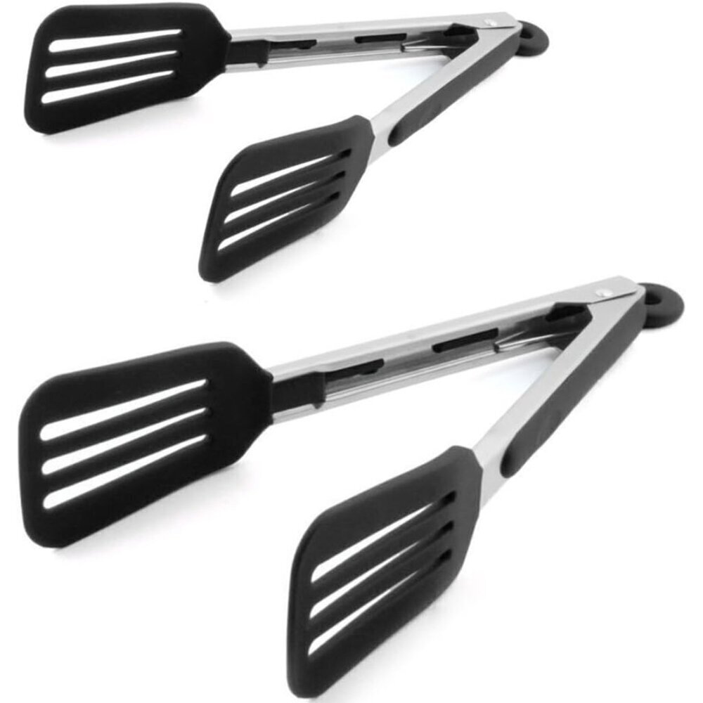 Cooking Tongs 9 inches and 12 inches Stainless Steel Kitchen Silicone Serving To